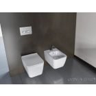 Cerastyle Hera fehér perem nélküli mély öblítésű szögletes fali wc, tető nélkül, integrált bidé funkcióval