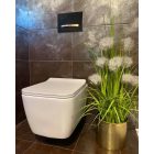 Cerastyle Hera matt fehér perem nélküli mély öblítésű szögletes fali wc, tető nélkül, integrált bidé funkcióval