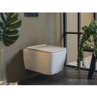 Cerastyle Hera matt fehér perem nélküli mély öblítésű szögletes fali wc, tető nélkül, integrált bidé funkcióval