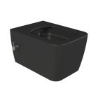 Cerastyle Hera matt fekete perem nélküli mély öblítésű szögletes fali wc, tető nélkül, integrált bidé funkcióval