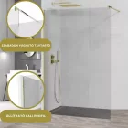 Arlo Gold Walk-In 90x200 cm, arany színű univerzális zuhanyfal 8 mm vastag vízlepergető biztonsági üveggel