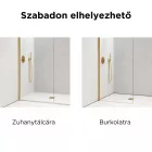 Arlo Gold Walk-In 90x200 cm, arany színű univerzális zuhanyfal 8 mm vastag vízlepergető biztonsági üveggel