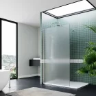 Arlo Matt Walk-In zuhanyal 8 mm vastag vízlepergető biztonsági matt üveggel, 200 cm magas, króm profillal és távtartóval