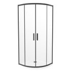 Elio Black 80X80 cm íves két tolóajtós zuhanykabin 6 mm vízlepergető biztonsági üveggel, fekete elemekkel, 190 cm magas