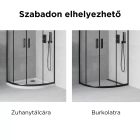Elio Black 80X80 cm íves két tolóajtós zuhanykabin 6 mm vízlepergető biztonsági üveggel, fekete elemekkel, 190 cm magas