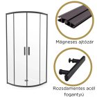 Elio Black 80X80 cm íves két tolóajtós zuhanykabin 6 mm vízlepergető biztonsági üveggel, fekete elemekkel, 190 cm magas