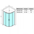 Elio Black 80X80 cm íves két tolóajtós zuhanykabin 6 mm vízlepergető biztonsági üveggel, fekete elemekkel, 190 cm magas