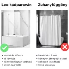 Leo 70x140 cm 1 szárnyú kádparaván, 5 mm vízlepergető üveg, króm