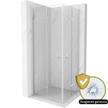 Porto duo 90x90 cm szögletes összecsukható két nyílóajtós zuhanykabin 6 mm vastag vízlepergető biztonsági üveggel, króm