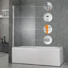 Leziter Eva 80x140 cm 1 szárnyú kádparaván, 6 mm üveg, króm