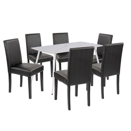 Megan 6+1 étkező garnitúra fehér-fekete