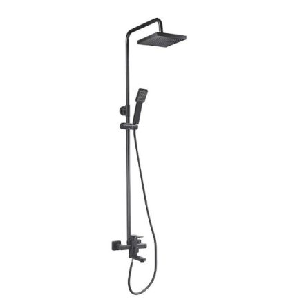 Zegor LEB16-A123YB fekete kádtöltős zuhanyrendszer, szögletes alakú esőztetővel és zuhanyfejjel