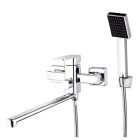 Zegor króm fali egykaros kerámiabetétes kád és mosdó töltő csaptelep, zuhanyszettel LEB7-B123