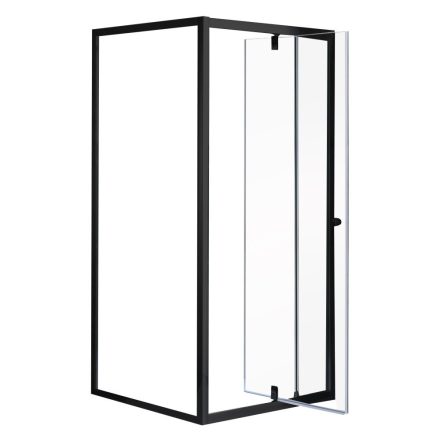 Flexi falsíkra szerelhető szögletes zuhanykabin 80x80 cm zuhanytálca nélkül fekete