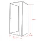 Flexi falsíkra szerelhető aszimmetrikus zuhanykabin 80x90 cm zuhanytálca nélkül fekete