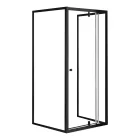 Flexi falsíkra szerelhető szögletes zuhanykabin 90x90 cm zuhanytálca nélkül fekete