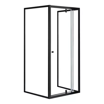 Flexi falsíkra szerelhető szögletes zuhanykabin 90x90 cm zuhanytálca nélkül fekete