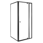 Flexi sarokba szerelhető szögletes zuhanykabin 90x90 cm zuhanytálca nélkül fekete