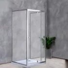 Flexi 90x90 cm falsíkra szerelhető szögletes nyílóajtós zuhanykabin 6 mm üveggel, zuhanytálca nélkül, króm