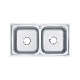   Nago szögletes két medencés rozsdamentes mosogató 780x430 mm