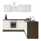 Yorki 220 sarok konyhablokk yorki tölgy korpusz,selyemfényű fehér fronttal alsó sütős elemmel