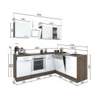 Yorki 220 sarok konyhablokk yorki tölgy korpusz,selyemfényű fehér fronttal alsó sütős elemmel