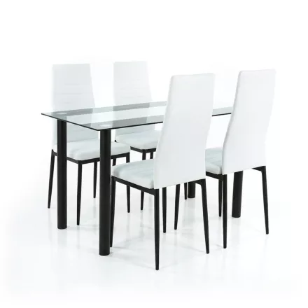 Mezza 4+1 étkező garnitúra fehér-fekete