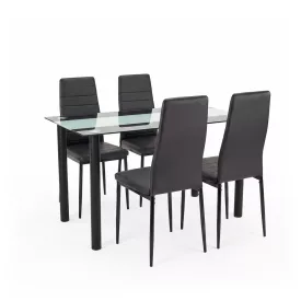 Mezza 4+1 étkező garnitúra fekete-fekete