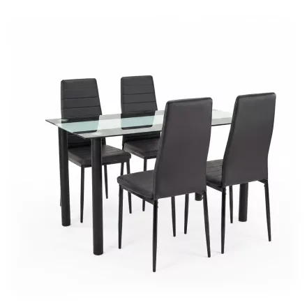 Mezza 4+1 étkező garnitúra fekete-fekete