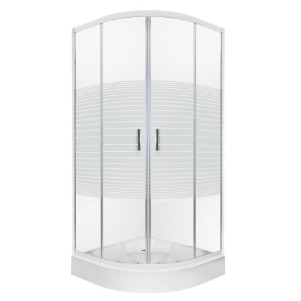 Madera 80x80 cm íves tolóajtós zuhanykabin 4 mm biztonsági üveggel, króm kerettel zuhanytálcával, 190 cm magas