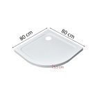 Slim íves alacsony akril zuhanytálca 80x80 cm, 5,5 cm magas