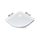Slim íves alacsony akril zuhanytálca 80x80 cm, 5,5 cm magas