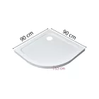 Slim íves alacsony akril zuhanytálca 90x90 cm, 5,5 cm magas