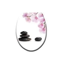   Zen 3 világos orchideás mintás MDF WC ülőke rozsdamentes fémzsanérral 