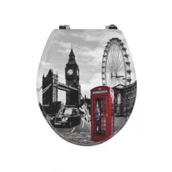   London 3D mintás MDF WC ülőke rozsdamentes fémzsanérral 