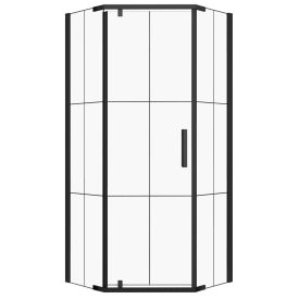   Metro 90x90 cm ötszögletű nyílóajtós zuhanykabin 6 mm üveggel zuhanytálca nélkül, fekete