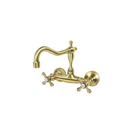   Cseke BRONTEE arany fali kétkaros kerámiabetétes mosogató csaptelep