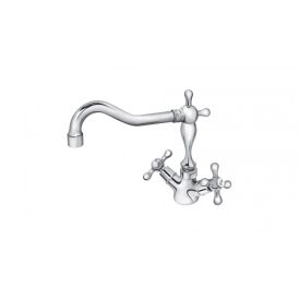   Cseke Nosztalgia Lord króm álló kétkaros kerámiabetétes mosdó csaptelep 190 mm kifolyócsővel