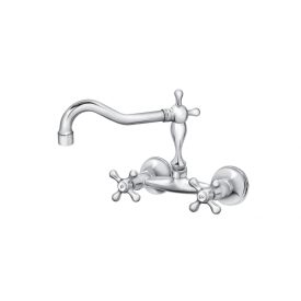   Cseke Nosztalgia Lord króm fali kétkaros kerámiabetétes mosogató csaptelep 200 mm kifolyócsővel