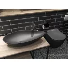 CeraStyle - Top Counter pultra ültethető porcelán mosdó - OLIVE - MATT ANTRACIT - FEKETE -75 x 38 cm