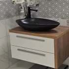 CeraStyle - Top Counter pultra ültethető porcelán mosdó - OLIVE - MATT ANTRACIT - FEKETE -75 x 38 cm