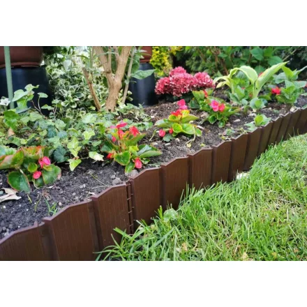 Barna leszúrható dekoratív ágyásszegély 4 db (3.14 m) – 10,5 cm magas, PP szegély