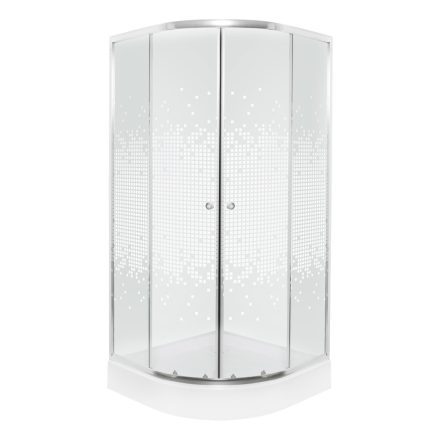 Pixel White 80x80 cm íves tolóajtós zuhanykabin 4 mm biztonsági üveggel zuhanytálcával, króm kerettel, 183 cm magas