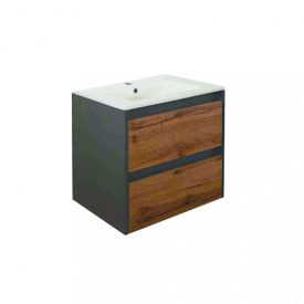   Porto 60 alsó fürdőszoba bútor mosdóval antracit-country tölgy színben