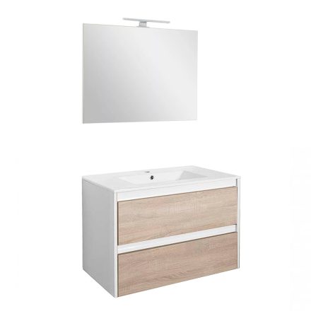 Porto Prime 80 komplett fürdőszoba bútor fehér-sonoma tölgy