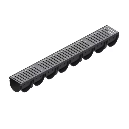 3 m-es PP EASY 3 vízelvezető folyóka LN100 Hext.100 rács OZ A15 kiegészítővel 3000x125x100