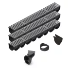 3 m-es PP EASY 3 vízelvezető folyóka LN100 Hext.100 rács OZ A15 kiegészítővel 3000x125x100