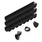 3 ml vízelvezető folyóka PP EASY 3 LN100 Hext.100 öntöttvas rács B125 3000x125x100