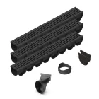 3 m-es PP EASY 3 vízelvezető folyóka LN100 Hext.100 rács PP A15 kiegészítővel 3000x125x100