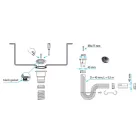 TEXO mosdószifon flexibilis csővel - Ø 5/4" x 0,5 m x Ø 40 mm